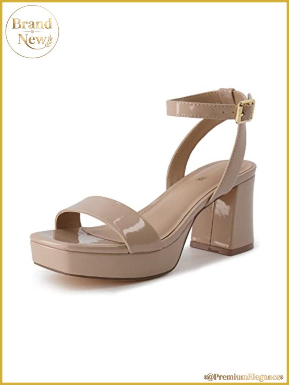 Platform Dress Sandal Ankle Strap Memory Foam Faux Leather Wide Width